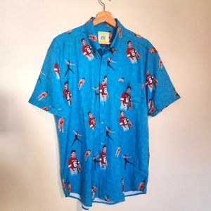 RSVLTS Men's Short Sleeve Button Up Shirt Large Blue Saved By The Bell